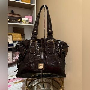 DOONEY & BOURKE Chiara TOTE Brown PATENT LEATHER Drawstring Purse
